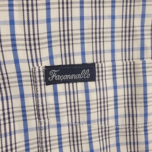 RARE FACONNABLE Albert Goldberg France Mens Dress Button Up Casual Plaid Shirt S - Picture 6 of 16